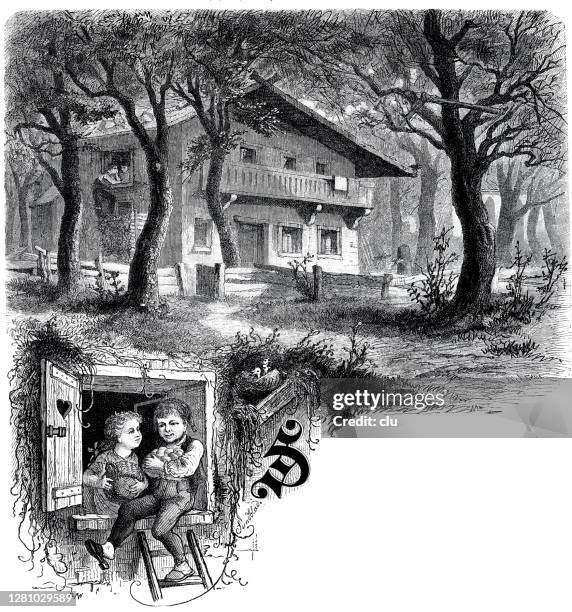 idyllic easter on the farm - easter nest stock illustrations