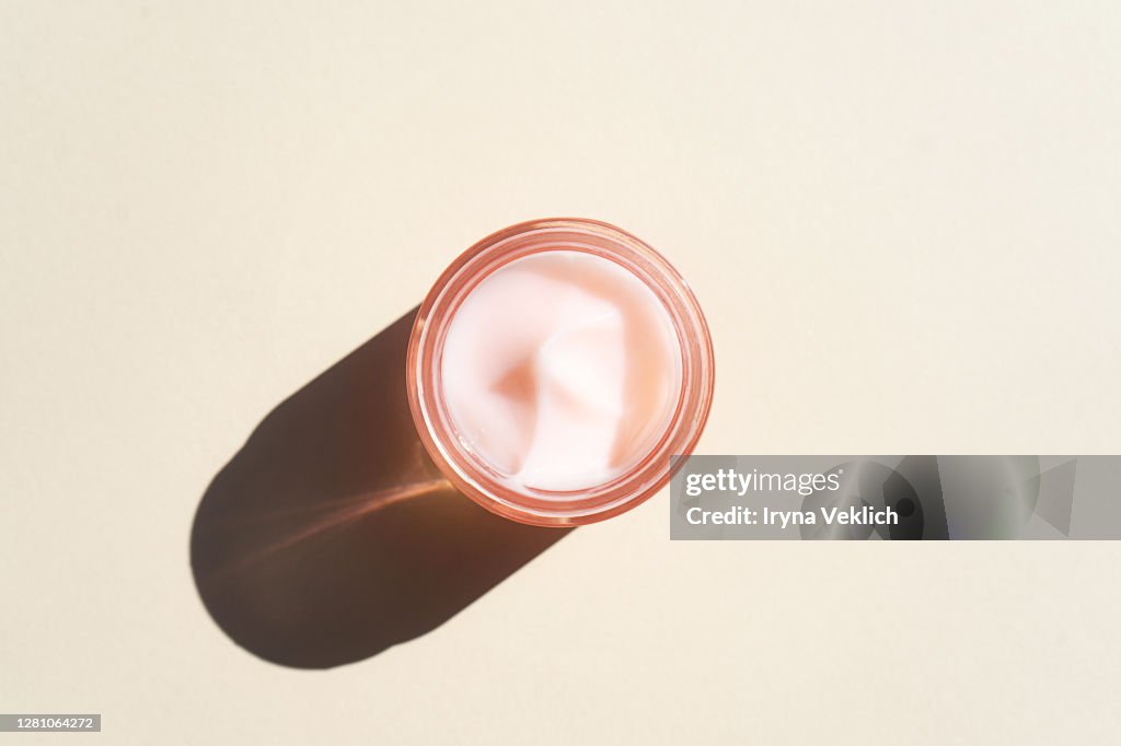 Cosmetics product design of moisturizing cream, top view.