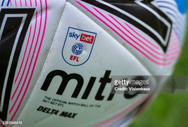 The official Sky Bet EFL official Mitre match ball before the Sky Bet League One match between Rochdale and Hull City at Crown Oil Arena on October...