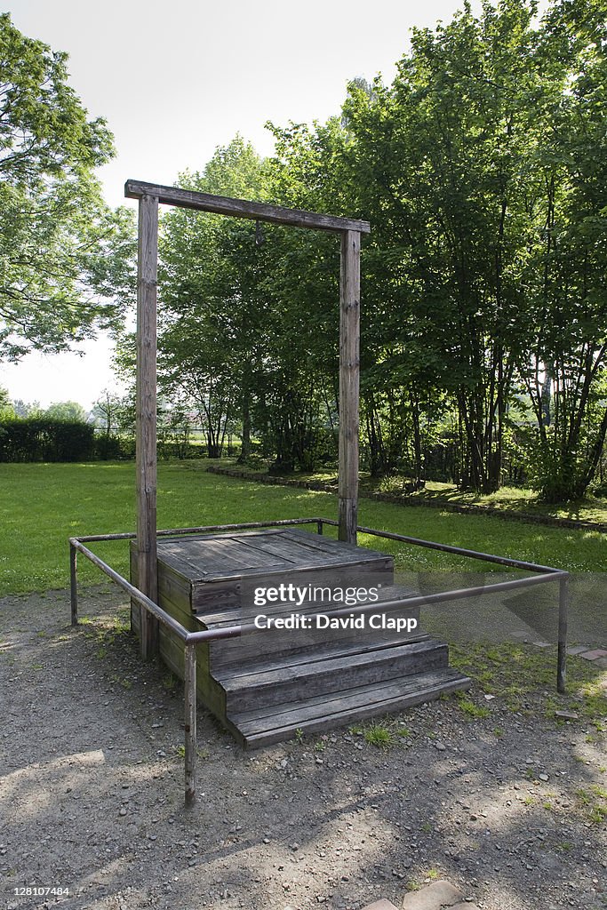 Gallows specifically constructed for 1947 execution of Rudolph Hoess (Rudolf HöÃ) the camp commandant of Auschwitz Concentration Camp, Poland