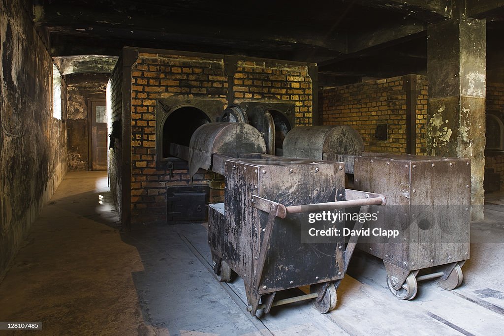 Reconstructed crematorium ovens in Gas Chambers at Auschwitz Concentration Camp, Poland
