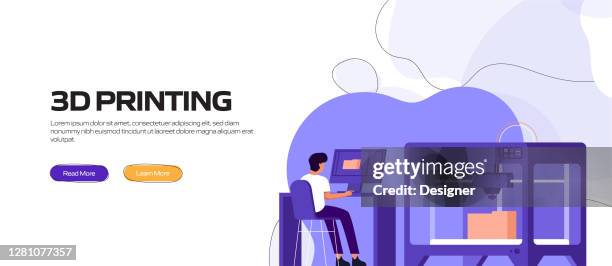 3d printing technology concept vector illustration for website banner, advertisement and marketing material, online advertising, business presentation etc. - plastics processing stock illustrations