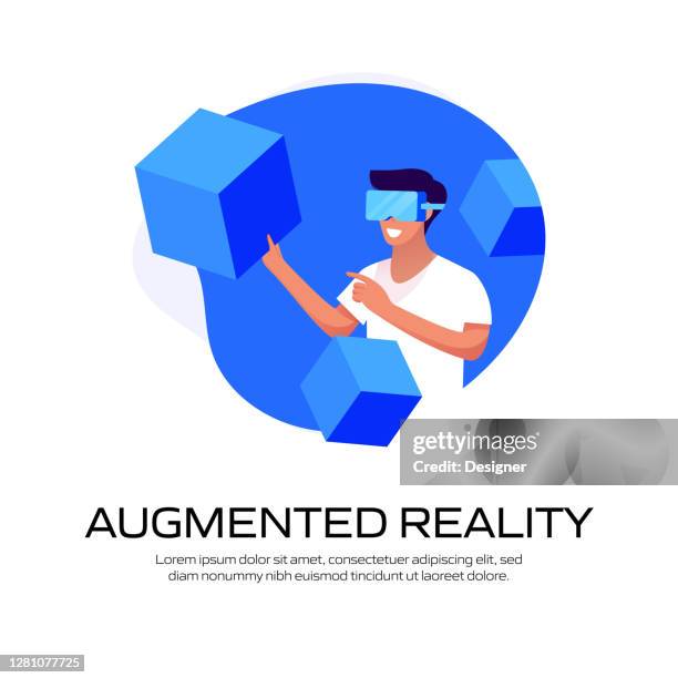 augmented reality concept vector illustration for website banner, advertisement and marketing material, online advertising, business presentation etc. - cad screen stock illustrations