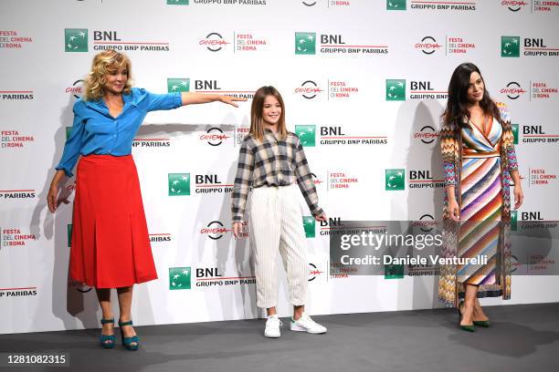 Valeria Golino, Cristina Magnotti and Pina Turco attends the photocall of the movie "Fortuna" during the 15th Rome Film Festival on October 19, 2020...