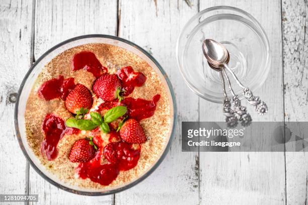 diverse keto dishes, strawberries tiramisu - tiramisu stock pictures, royalty-free photos & images