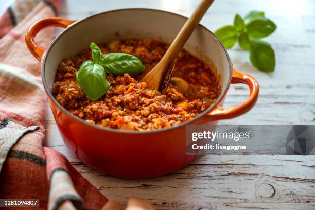 diverse keto dishes : bolognese sauce - bolognese sauce stock pictures, royalty-free photos & images