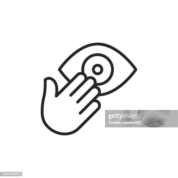 eye touching, hygiene line icon. editable stroke. pixel perfect. for mobile and web. - shivering stock illustrations