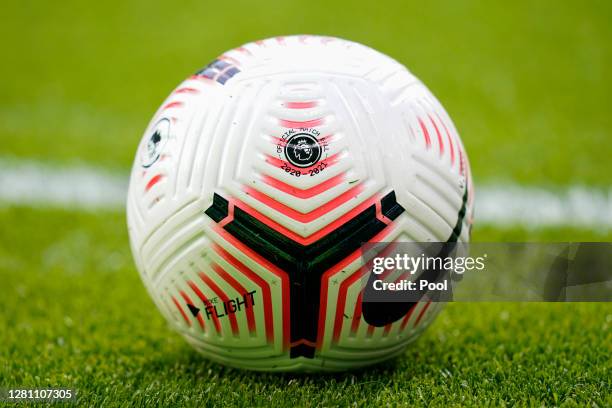 Detailed view of a Nike Flight Premier League ball prior to the Premier League match between West Bromwich Albion and Burnley at The Hawthorns on...