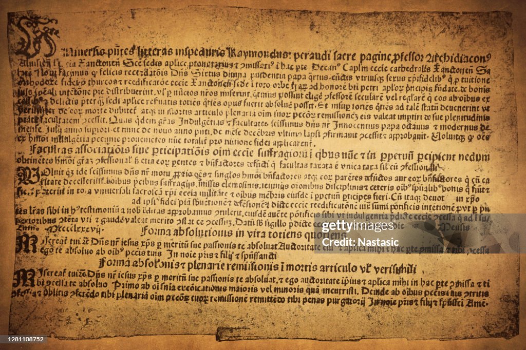 Menor facsímil de una carta de indulgencia del Papa Inocencio VIII, de 1487