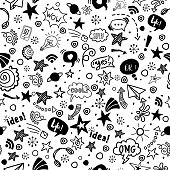Seamless pattern doodle for teenagers. Vector illustration in hand drawn stile. For web, fabric, textille and paper