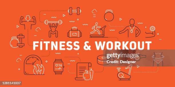 fitness and workout related modern line style vector illustration - runner stretching stock illustrations