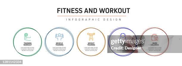 fitness and workout related process infographic template. process timeline chart. workflow layout with linear icons - runner stretching stock illustrations
