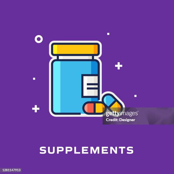 supplements flat style line icon, outline vector symbol illustration. - supplements stock illustrations