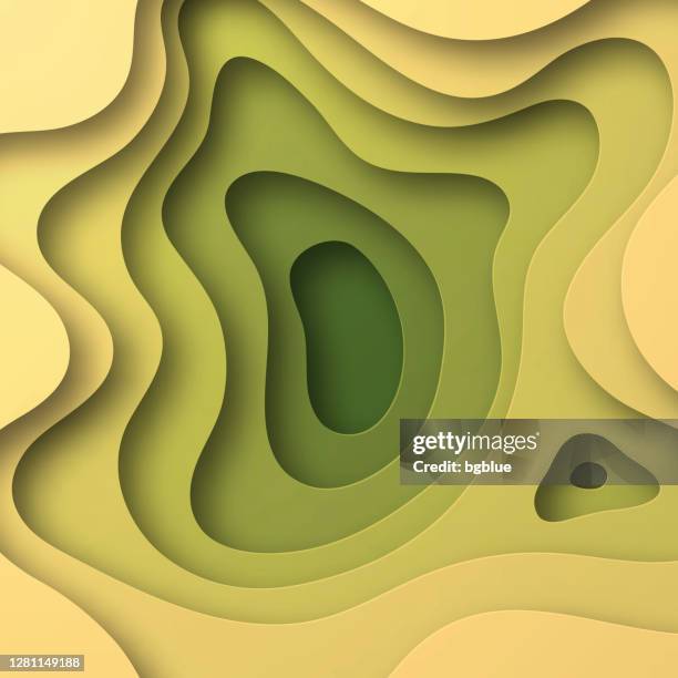 paper cut background - green abstract wave shapes - trendy 3d design - green wave background stock illustrations