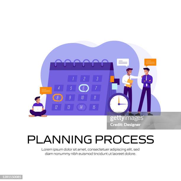 planning process concept vector illustration for website banner, advertisement and marketing material, online advertising, business presentation etc. - product engineering services stock illustrations