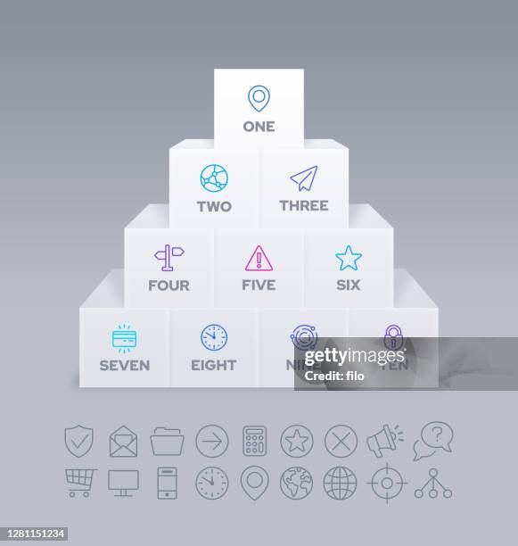 stockillustraties, clipart, cartoons en iconen met stack of blocks infographic design - getal 10