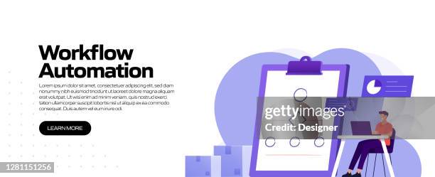 workflow automation concept vector illustration for website banner, advertisement and marketing material, online advertising, business presentation etc. - product engineering services stock illustrations