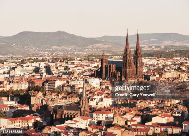 elevated view over city of clermont-ferrand, france - auvergne rhône alpes ストックフォトと画像