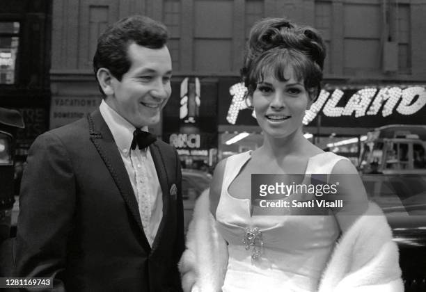 Trini Lopez and Raquel Welch at a Premier of Those Magnificent Men in their Flying Machines on June 16, 1965 in New York, New York.