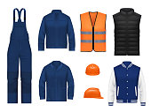 Workwear uniform and worker clothesg, realistic