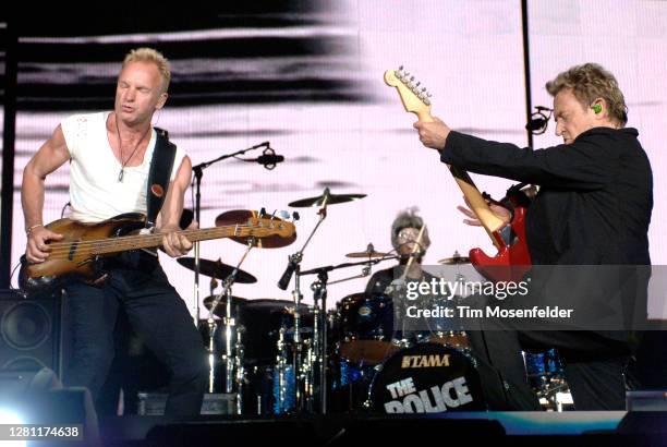 Sting, Stewart Copeland, and Andy Summers of The Police perform at Oakland Coliseum on June 13, 2007 in Oakland, California.