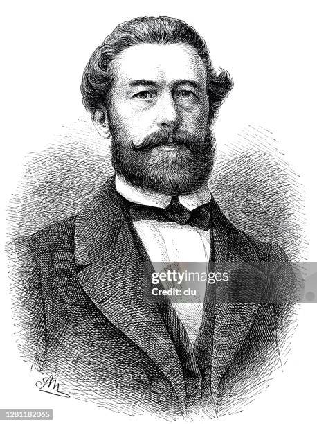 moritz schreber, 1808-1861, german orthopedist and professor at the university of leipzig - orthopedic doctor portrait stock illustrations