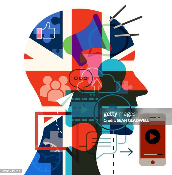 uk social media graphic - technology montage stock pictures, royalty-free photos & images