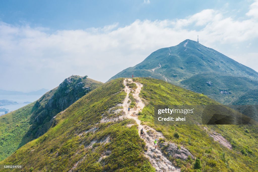Hiking Footpath in mountain, countryside of Castle Peak, Hong Kong