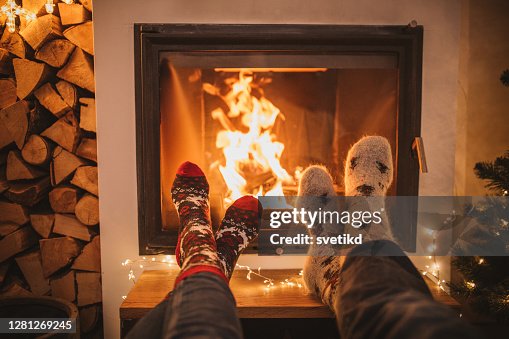 Winter day by fireplace Winter day by fireplace
