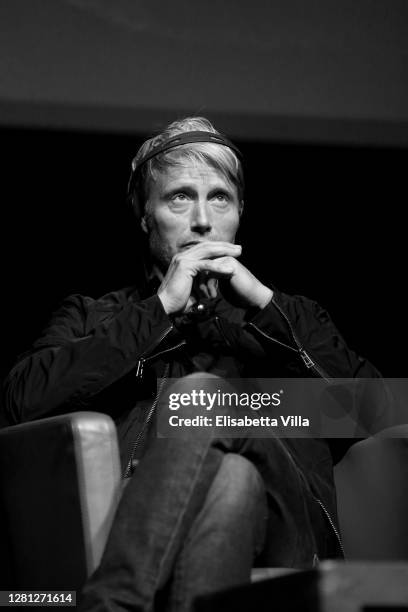 Mads Mikkelsen attends the "Druk " Press Conference during the 15th Rome Film Festival on October 20, 2020 in Rome, Italy.