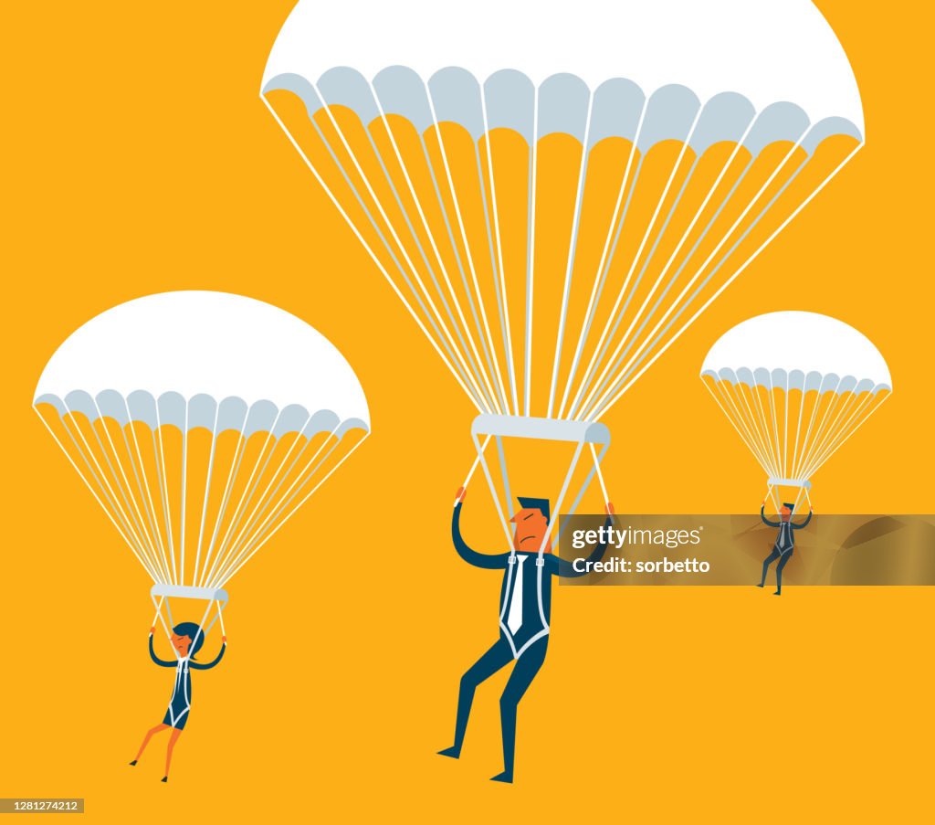 Group Parachuting Vector Parachuting Business People High-Res Vector Graphic - Getty Images