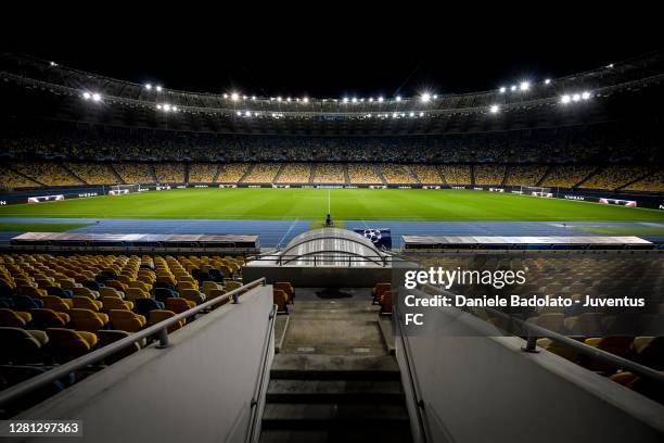 General view inside the stadium during the UEFA Champions League Group G stage match between Dynamo Kyiv and Juventus at NSC Olimpiyskiy Stadium on...