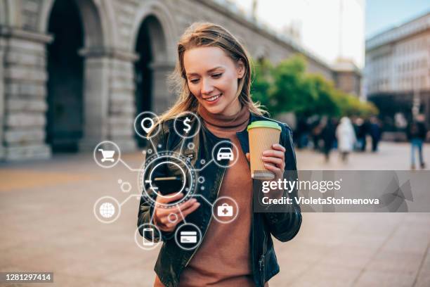 artificial intelligence and communication network concept. - white smart phone stock pictures, royalty-free photos & images