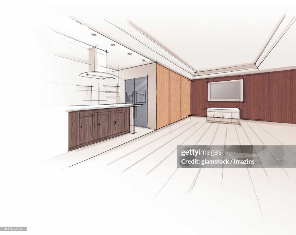 Drawing Interior Kitchen Sketch High-Res Vector Graphic - Getty Images