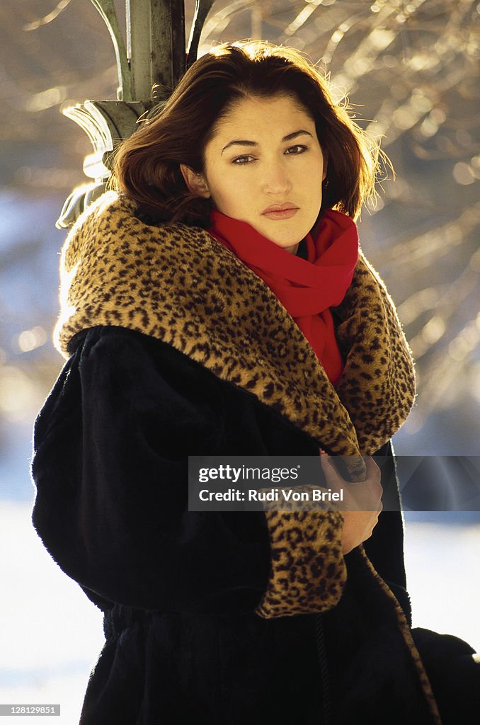 Portrait of woman outdoor in coat