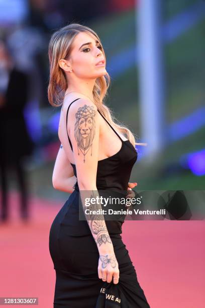 Ginevra Lambruschi attends the red carpet of the movie "Calabria, Terra Mia" during the 15th Rome Film Festival on October 20, 2020 in Rome, Italy.