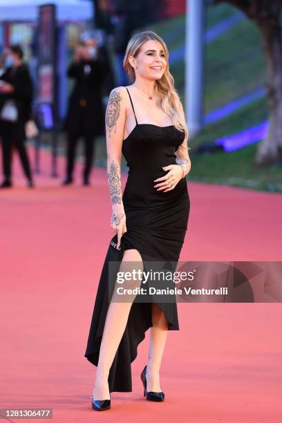 Ginevra Lambruschi attends the red carpet of the movie "Calabria, Terra Mia" during the 15th Rome Film Festival on October 20, 2020 in Rome, Italy.