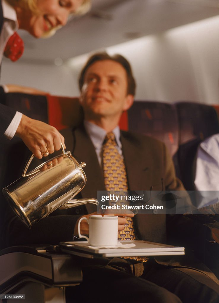 In-flight beverage service in first class