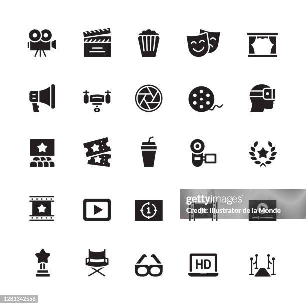 movie and entertainment icons - cinema ticket stock illustrations