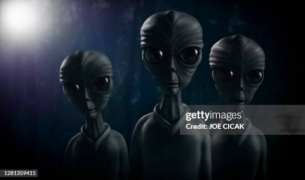 aliens at night stock photo - ufo abduction stock pictures, royalty-free photos & images