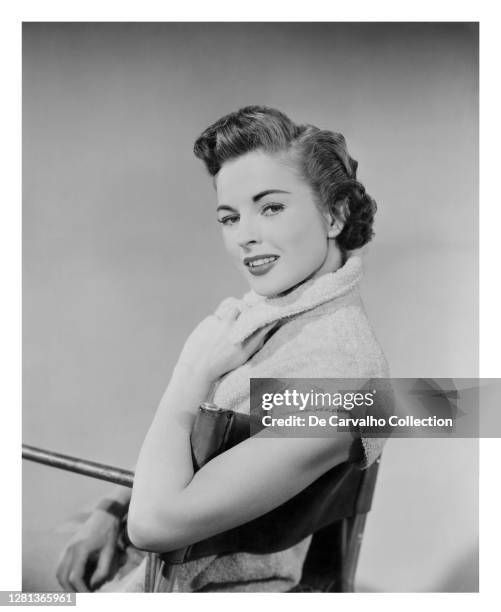Actress Coleen Gray relaxing on the set of the movie 'Las Vegas Showdown' United States.