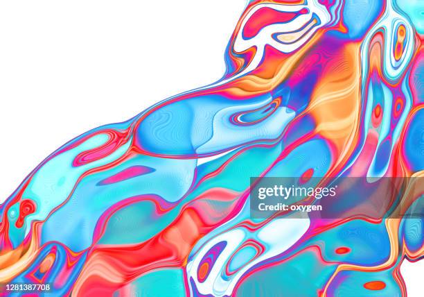 abstract vibrant blob watercolor digital orange blue background - farben mischen stock-fotos und bilder