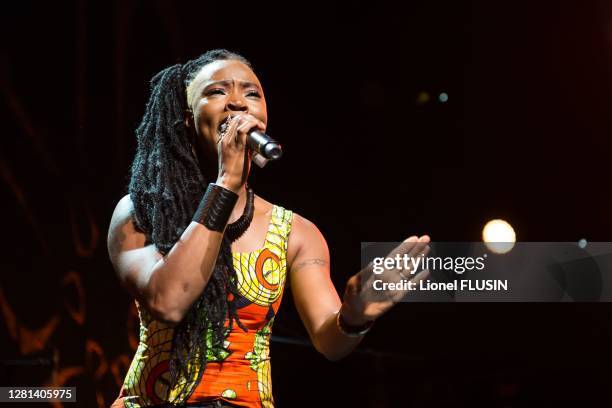 Dobet Gnahore au Montreux Jazz Festival le 10 juillet 2016 lors de la soirée African Women All-Stars, Montreux, Suisse.