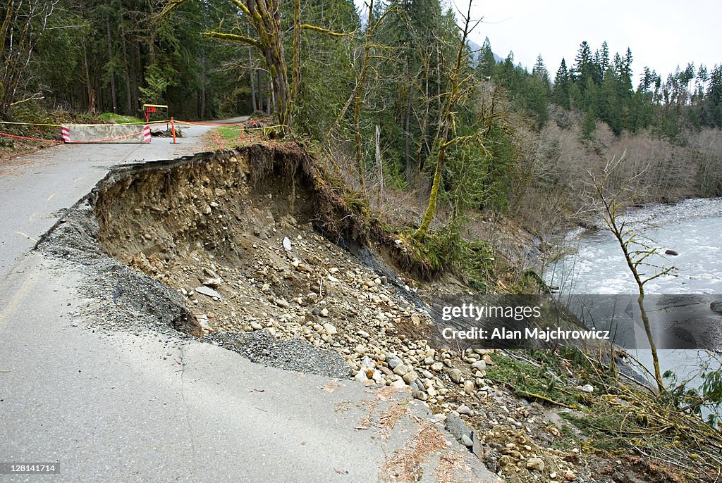 Eroded Forest Service Road Closed Due To Winter Flooding Mount Baker