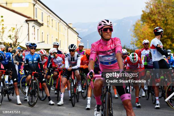 Start / Joao Almeida of Portugal and Team Deceuninck - Quick-Step Pink Leader Jersey / Bassano del Grappa Village / during the 103rd Giro d'Italia...