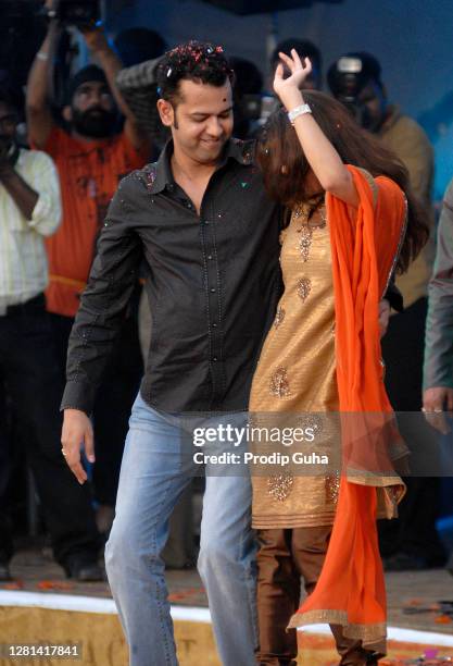 Rahul Mahajan and his wife Dimpy attend the Sachin Ahir's Dahi Handi celebration on September 02, 2010 in Mumbai, India