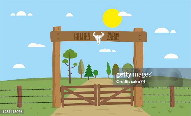 farm gate stock illustration - farm fence stock illustrations