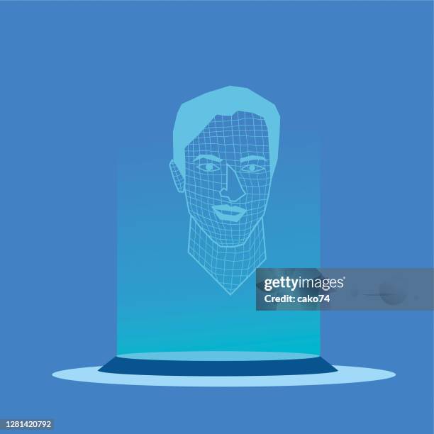man hologram vector illustration - holographic map stock illustrations