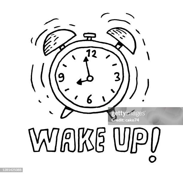 ilustraciones, imágenes clip art, dibujos animados e iconos de stock de ilustración de boceto de alarma de timbre - alarm clock