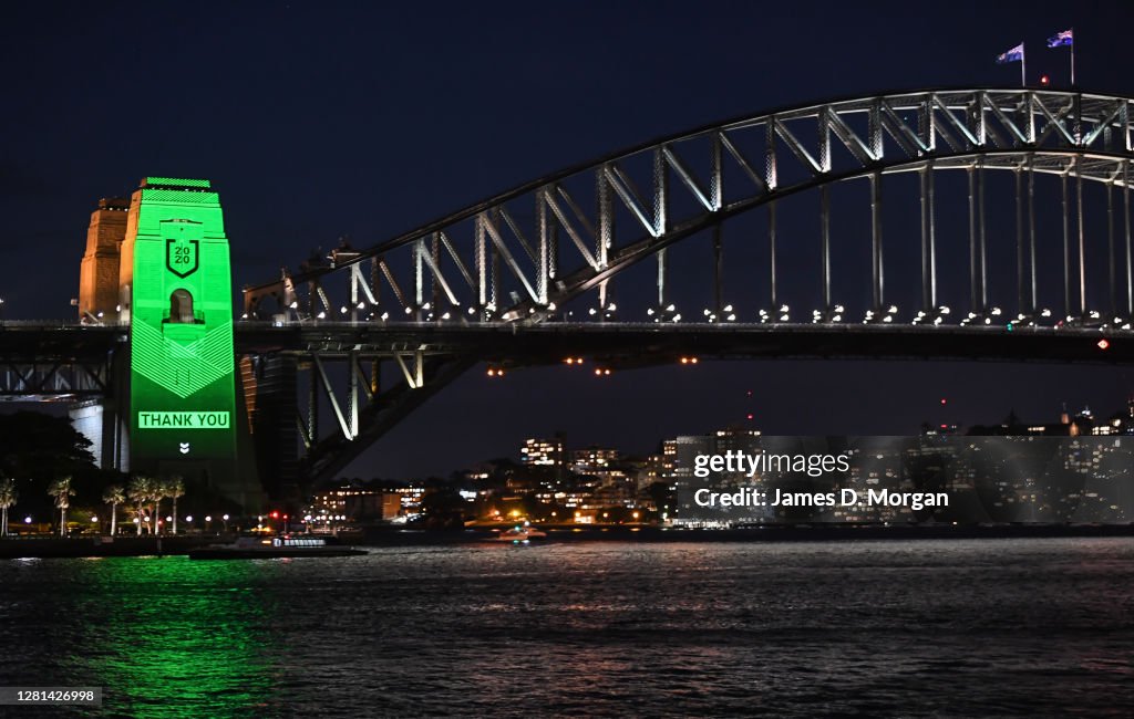 Sydney Harbour Bridge Lights Up Ahead of 2020 NRL Grand Final